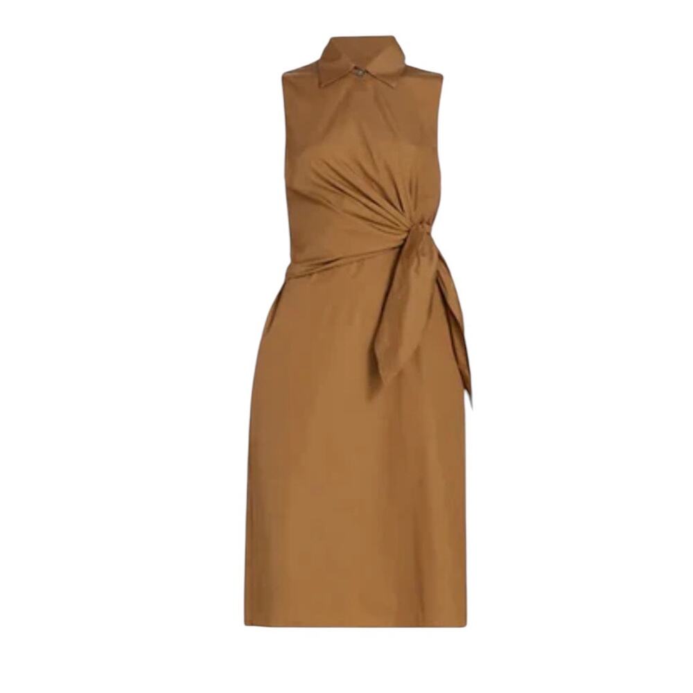 Vince Sleeveless Dress Tie Waist Wrap Shirtdress Size 10 Quiet Luxury Safari - Picture 6 of 9